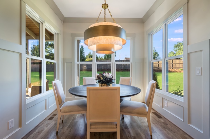 A drum pendant over the dining table