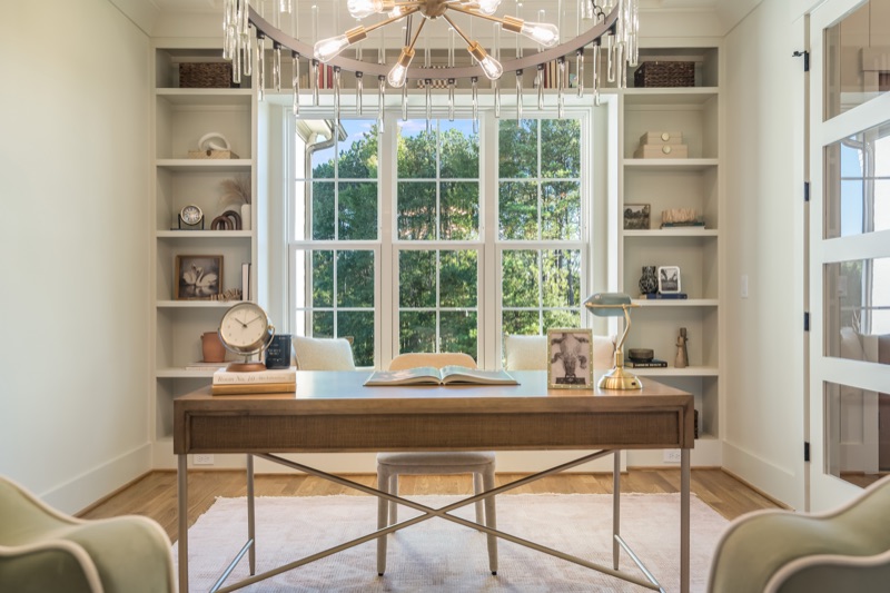 The chandelier in the office