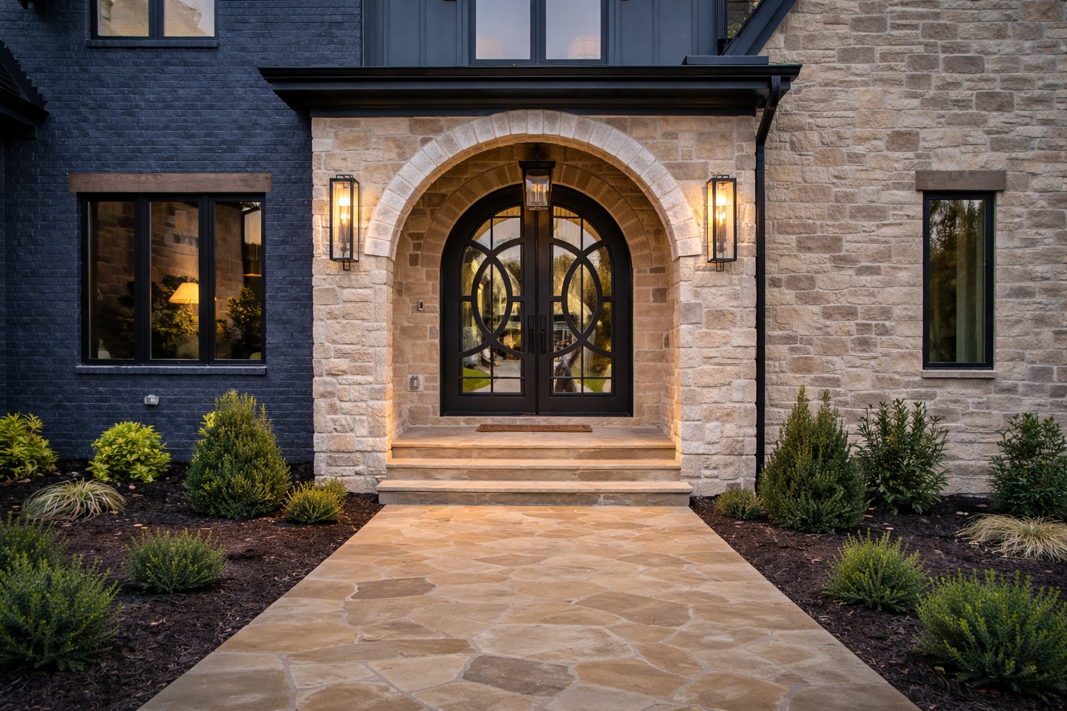 Custom home entry by Gemstone Homes