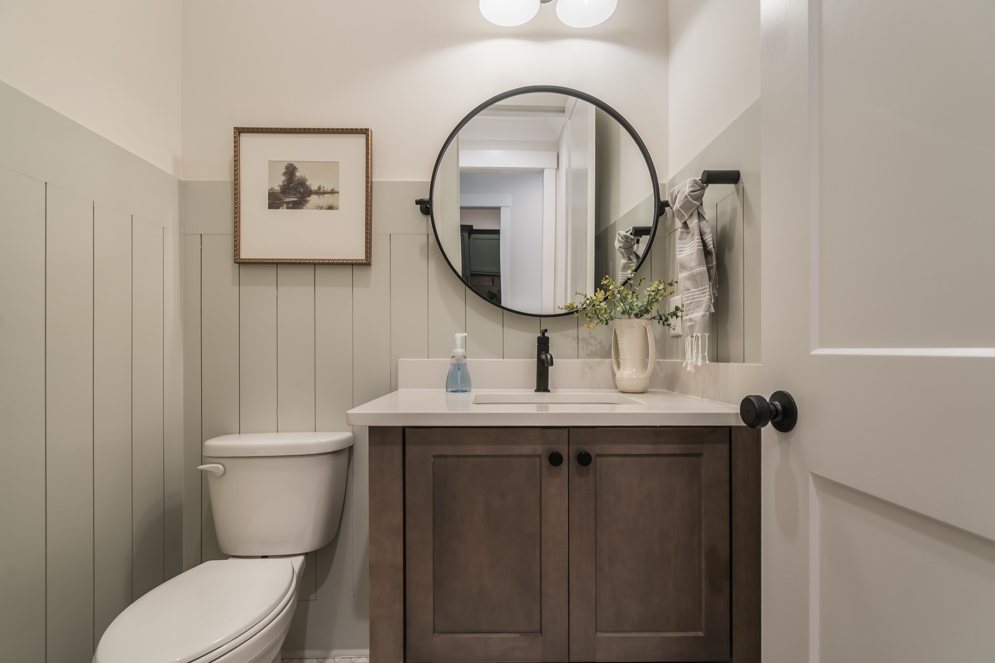 Matte black hardware in powder bath