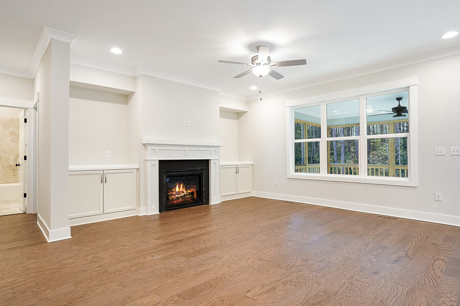 Great Room Fireplace in The Jade, a Gemstone Homes custom home