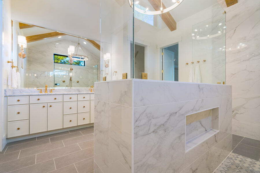 Primary Bath Marble in The Diamond, a Gemstone Homes custom home